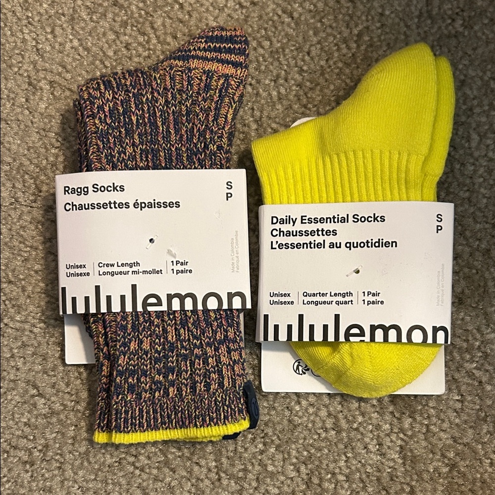 lululemon athletica Ragg Socks Multicolor/ Daily Essential Socks Yellow 2 pairs